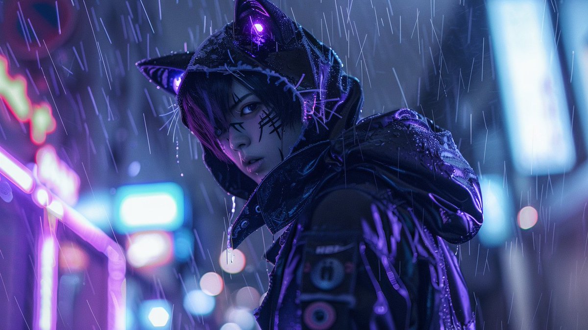 ニャー  😻

#猫
#techwear
#cyberpunk
#AI
#AIart