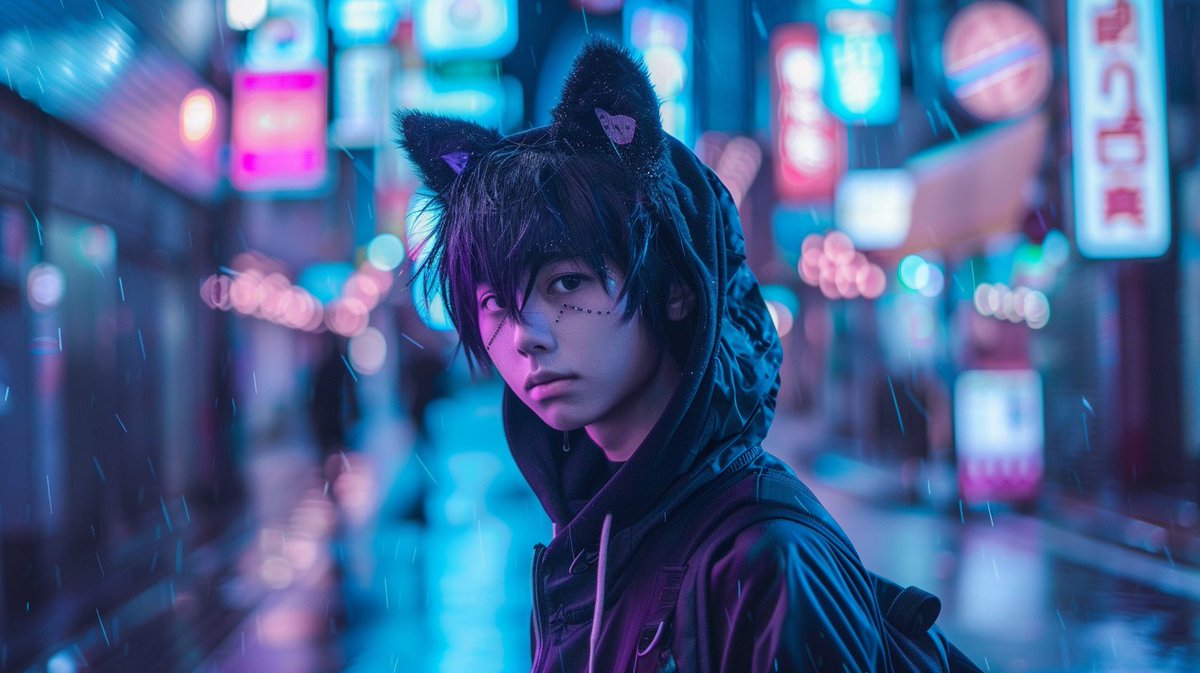 ニャー  😻

#猫
#techwear
#cyberpunk
#AI
#AIart