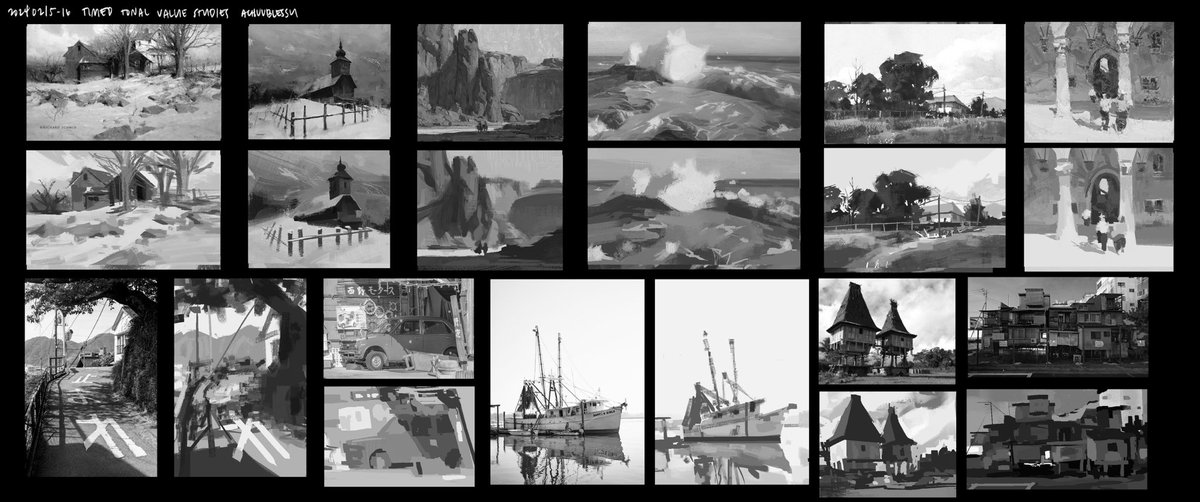 timed tonal value studies (10-30 mins)