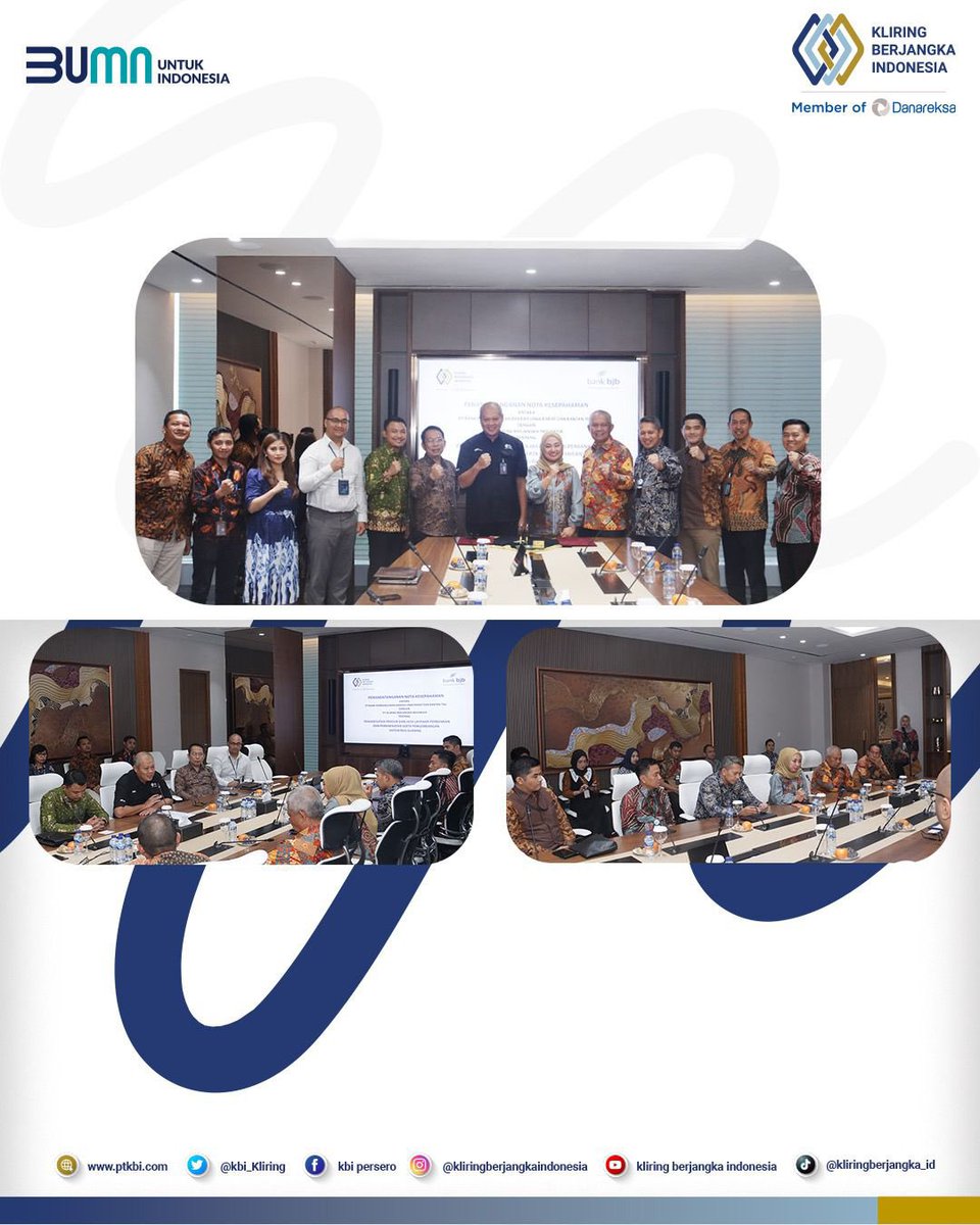 kbi_kliring's tweet photo. Jakarta, 15 Februari 2024 – PT Kliring Berjangka Indonesia (PT KBI) dan PT Bank Pembangunan Daerah Jawa Barat dan Banten, Tbk @bankbjb melakukan penandatanganan perjanjian kerja sama untuk pengembangan Sistem Resi Gudang di Indonesia https://t.co/nduqzEySEV