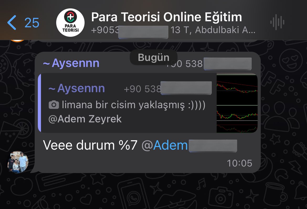 Eğitim sonrası Whatsapp desteğimiz ne işe mi yarıyor?
İşte buna 💪👑

Öğrencimiz grupta ATAKP analizini paylaştı ve bugün daha 10 dk olmadan +%7 yakaladı.

#ParaTeorisiAilesi ⚡️