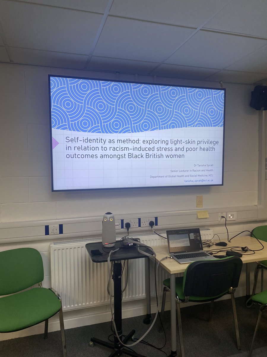 Such a pleasure and privilege  to have Dr Tanisha Spratt candidly share her reflections on colourism, positionality & reflexivity in research @DurhamImh’s Measurement lab x @BHHproject seminar. Such important qns for us doing research that intersects with personal experience.