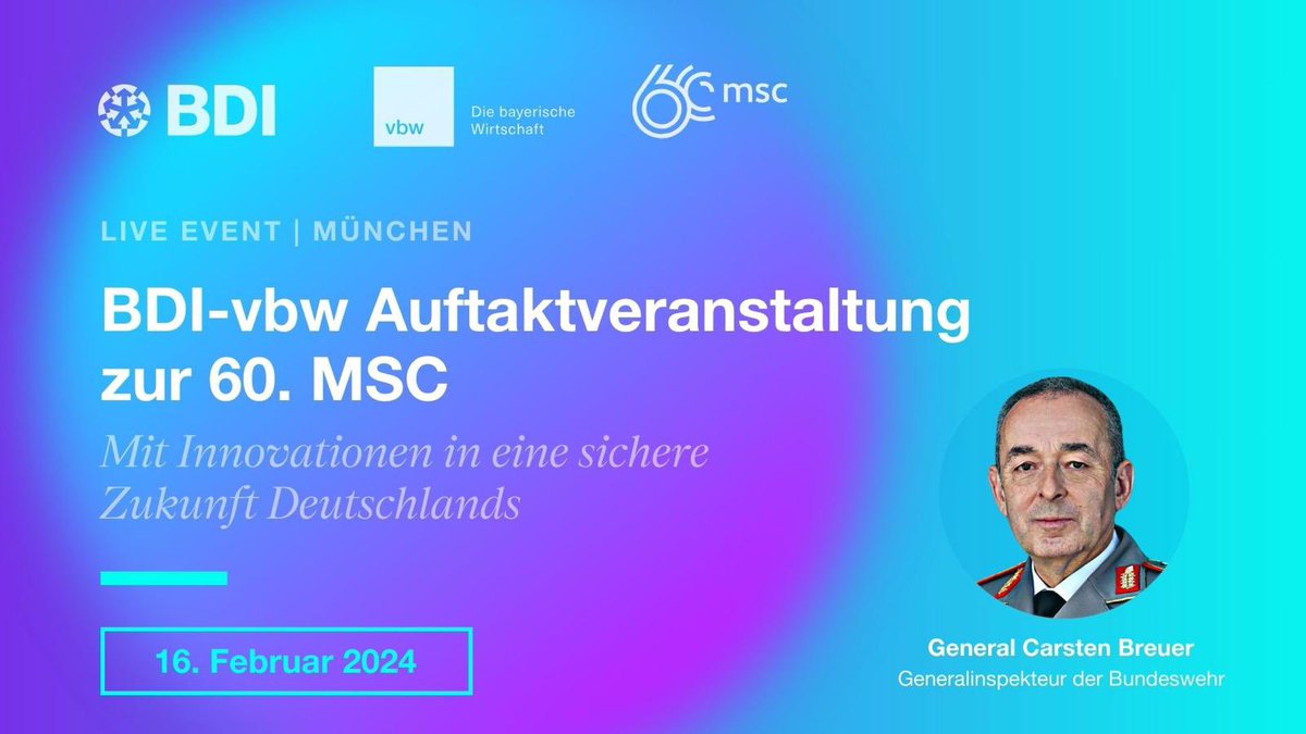 Geopolitische Spannungen&amp; Konflikte werden nicht weggezaubert durch „Business as usual“. Wir müssen sie mitdenken und uns entsprechend neu aufstellen. Aber wie? Und welchen Beitrag leisten Innovationen zu unserer Sicherheit? Wir freuen uns auf eine spannende Diskussion! #MSC2024