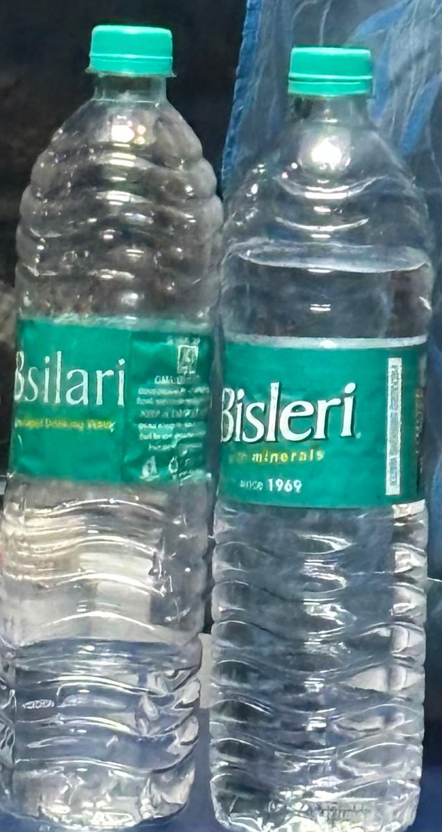 Parthsharma9055's tweet photo. During my train journey witnessed a perfect example of Trademark Infringement as per Sec. 29 of the Trademarks Act, 1999 as the mark on the bottle Bsilari is deceptively similar to mark Bisleri which is likely to cause confusion on the part of the public.
@BisleriZone #Bisleri https://t.co/2yVcTij2Q2