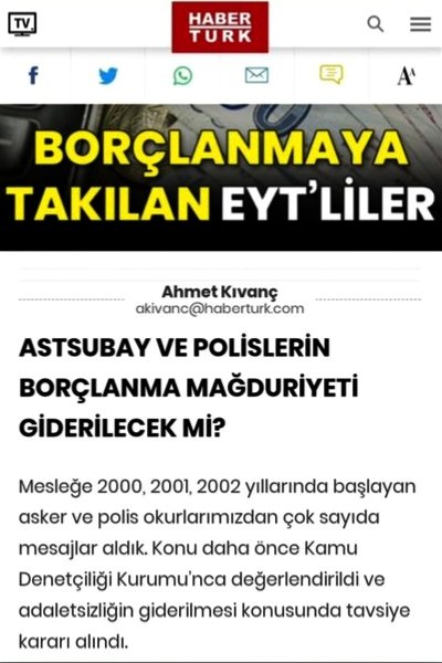 @Haberturk @ahmetkivanc Sayın @ahmetkivanc 2000,2001 ve 2002 Askeri Okul mezunu, Sivil Okul Borçlanması mağduru ASTSUBAYLAR, bu aralar her zamankinden daha çok desteğinize ihtiyacımız var. Lütfen her platformda bu sorunu dile getirerek sesimiz olmaya devam eder misiniz? #ÜniformalıSGKmağdurları