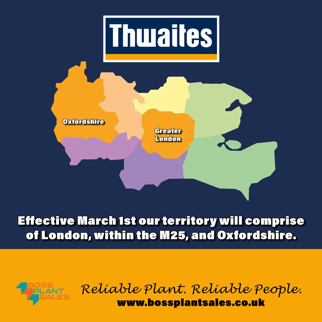 Yesterday Thwaites Ltd announced our appointment as their Dealer for London, within the M25, and Oxfordshire!

See our web site for all the news and explore their great product range!

bossplantsales.co.uk

#construction #planthire #dumpers #sitedumpers