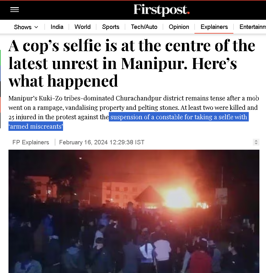 johnson63866214's tweet photo. This one is for the @firstpost
Said a simple selfie with armed miscreants. However, the person was alongside the snipers, village volunteers and Kuki Militants.
In fact, they all are together during an attack to the Meitei civilians and Meitei village defenders.
#LackOfTruth https://t.co/NwA8Gx0LDs