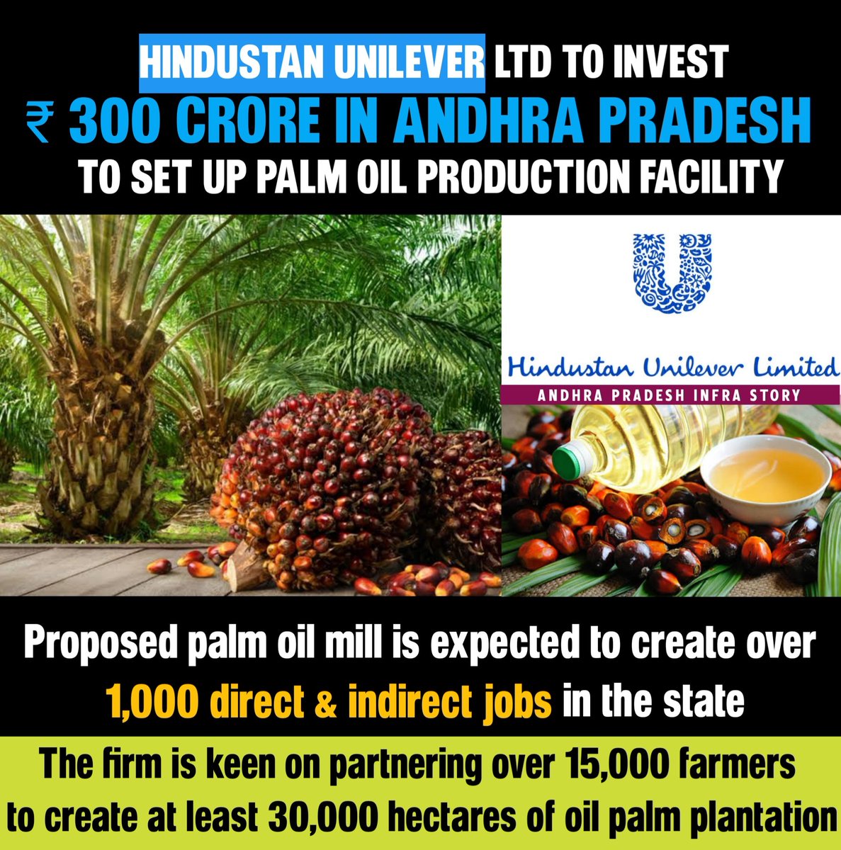🔸Hindustan Unilever Ltd To Invest ₹ 300 Crore In Andhra Pradesh 🏭

#AndhraPradesh #PalmOil #HindustanUnilever #APInfraStory