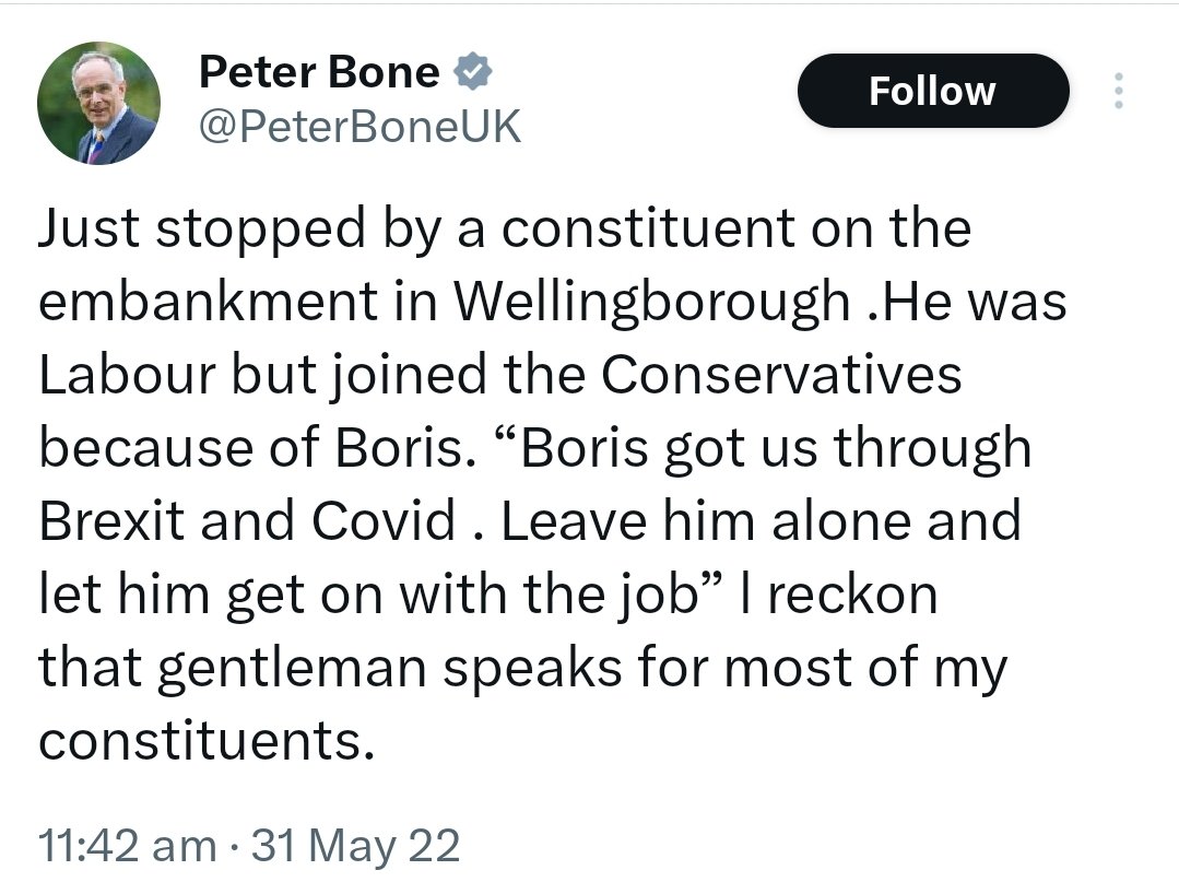 Capellarec's tweet photo. I'm wondering about the constituent that #PeterBone allegedly bumped into & if they decided to vote for his girlfriend #helenharrison ๐คฃ #Wellingborough #ToryCorruption https://t.co/SbzHZo0bAr