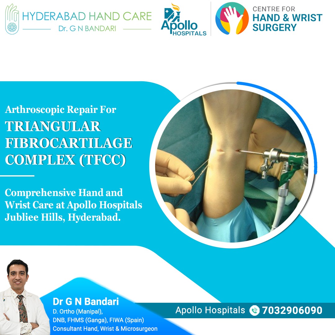 DrGNBandari's tweet image. Arthroscopic repair for 
#TriangularFibrocartilageComplex. 
Comprehensive Hand and Wrist care at #ApolloHospitals,#JublieeHills ,#Hyderabad

For more visit :      
hyderabadhandcare.com