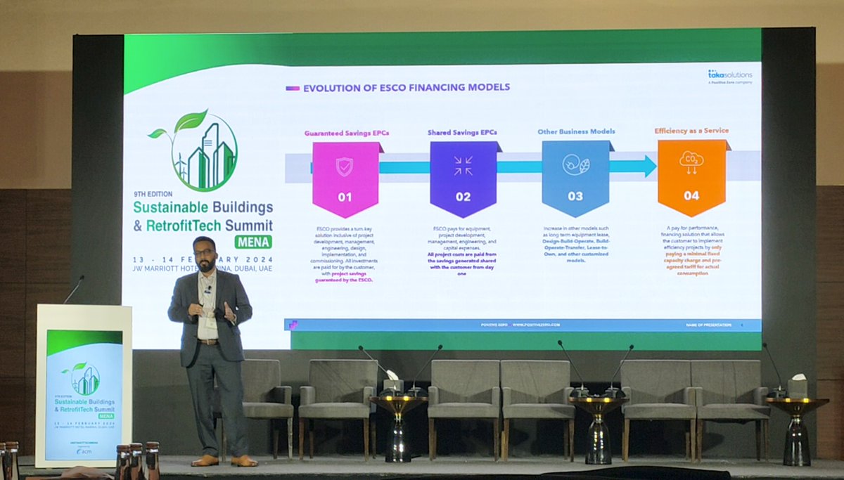 takasolutions's tweet photo. Aditya Shah, Chief Growth Officer at Taka Solutions, a Positive Zero company, recently took the stage at the RetrofitTech MENA Summit to discuss the evolution of the #ESCO market in the region.

#TakeCharge #ESCOEvolution #TakaSolutions #RetrofitTechMENA @positivezerohq https://t.co/6cfliMbtRZ