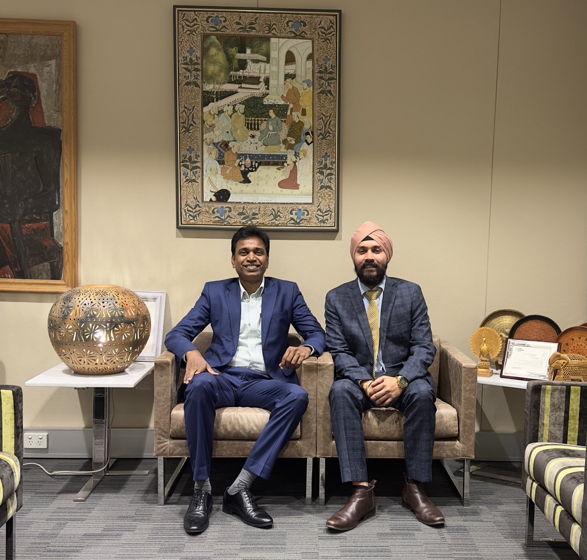 Pleasure meeting with the consul general of India in Sydney I am extremely impressed by his excellent ideas and innovative thoughts. 
Had a fruitful discussion about making 2024 engaging and beneficial for the business and the community.  
<a href="/cgisydney/">India in Sydney</a> <a href="/Aisecsinc/">AISECS</a>