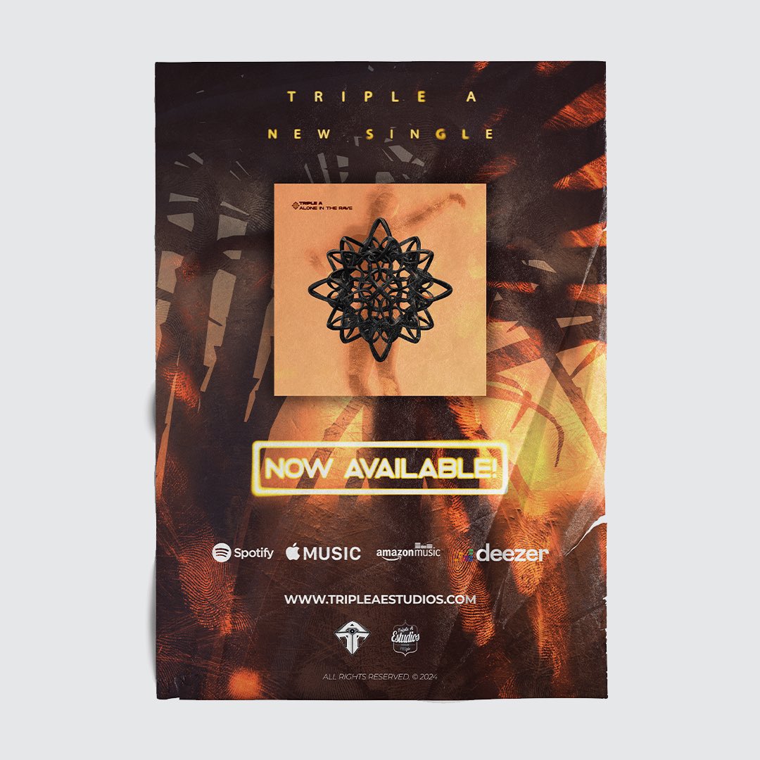 visual_snk's tweet image. Diseño de portada para el nuevo Single de @triple_a_sound + diseño de carteles promocionales + animaciones. 

TEIPLE A - ALONE IN THE RAVE 💊