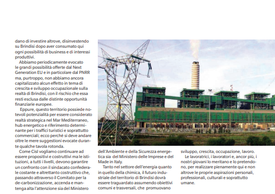 CislTaBr's tweet photo. .@gianfr_solazzo Scongiurare il rischio che i maggiori player industriali qui presenti prendano altre strade e decidano di investire altrove, disinvestendo su Brindisi dopo aver consumato ogni possibilità di business e di interessi produttivi @CislNazionale @CislPuglia #LoJonio https://t.co/hFHNc7laSe