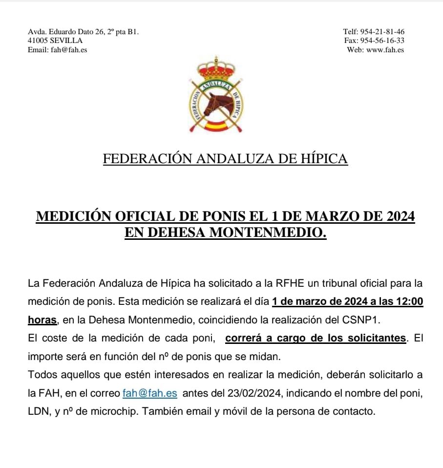 rfhe_'s tweet photo. MEDICIÓN OFICIAL DE PONIS EL 1 DE MARZO DE 2024
EN DEHESA MONTENMEDIO @sunshine_tour_montenmedio 🐴

#RFHE #sunshinetour #medicionponis #ponis #medicionponi #ponisespaña https://t.co/ysCQSoI2Ep