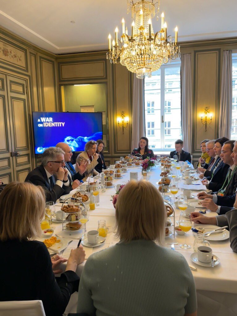 HelgaStellBC's tweet photo. “A War on Identity” Delighted to be at the @MunSecConf for the first time where our @BritishCouncil-@goetheinstitut intervention is discussing the critical role of culture and education in the conflict in Ukraine and its value alongside hard power. @UKinGermany @aliciakearns https://t.co/N7a7fmMafg
