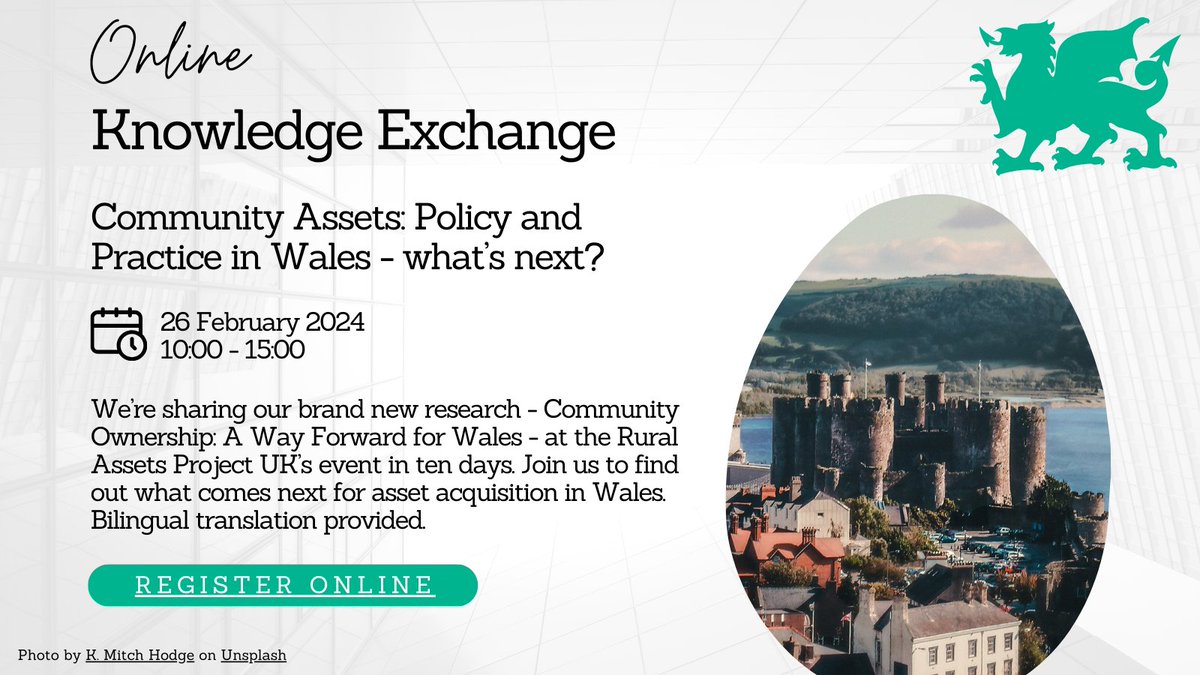 BCTWales's tweet image. ⏰We&apos;re sharing our brand new research - Community Ownership: A Way Forward for Wales - at @RuralAssetsUK online event in ten days. shorturl.at/dwNQY

Join us to find out what comes next for #communityassets in Wales. @Plunkett_UK