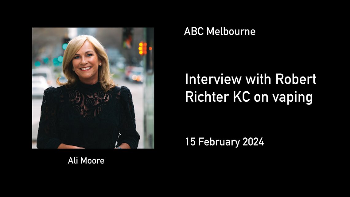 Leading criminal barrister Robert Richter KC says “Australia’s prohibitionist stance on #vaping is a case study on how not to handle a public health challenge”.

It has created a black market run by criminals

Interview on <a href="/abcmelbourne/">ABC Melbourne</a> 

Listen here ⤵️
youtu.be/sAHRrQGAS-U