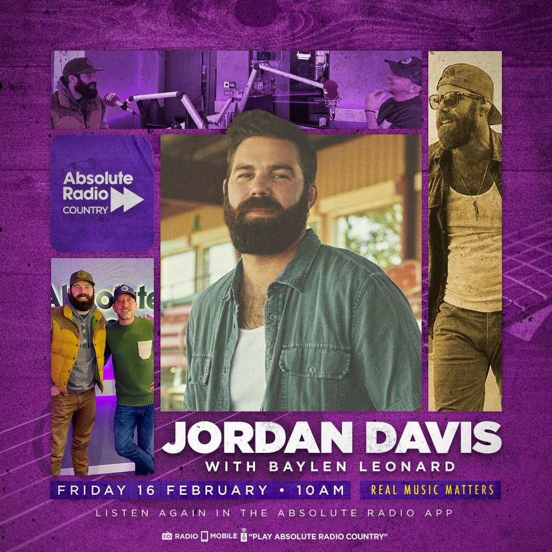 .@JordanCWDavis joins @HeyBaylen this morning from 10am. They'll be talking all about Jordan's 'Damn Good Time World Tour', headlining shows across the UK and his latest hit 'Tucson Too Late'. Listen or catch-up: 👉bit.ly/AbsoluteRadioC…