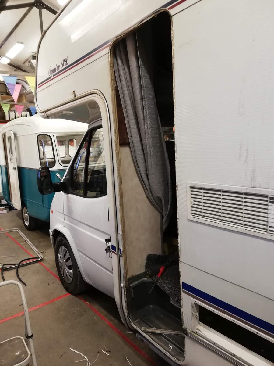 TheEnglishCarav's tweet photo. On This Day 2019....
A memory of working on a Ford Transit Herald 'SquireRL' motor home. In for repairs to the door and doorway.
#motorhomerepair https://t.co/t9rCOF4PV1