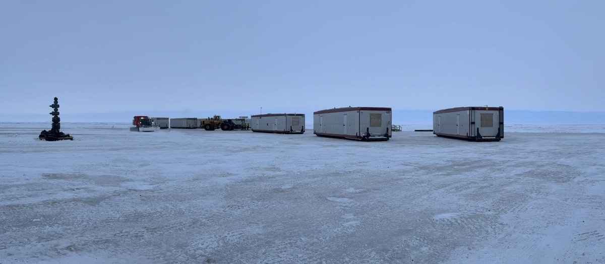 88EnergyLtd's tweet photo. Lots of activity on site ahead of the Hickory-1 flow test, with the camp and other services are mobilised to site ahead of the rig. Ice pad construction is advanced with rig assembly set to begin!

$88E #88E #EEENF #OilandGas #Energy #Exploration #ASX https://t.co/yoeWG0K8eS