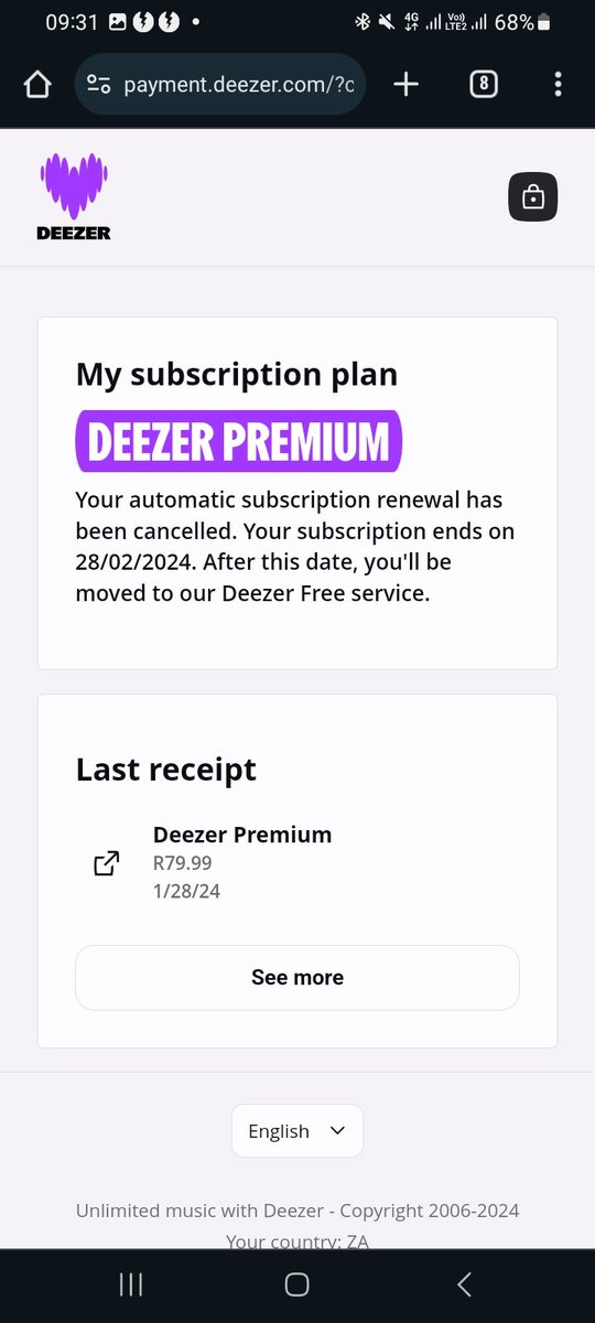 ChalkyWhite_'s tweet photo. @DeezerHelp @DeezerZA @Deezer 
Hi. Why don't I have the option to change my plan to the family plan or change my payment details? See screenshot. It says my renewal is canceled. No option to change plan or to change paymenr https://t.co/5SC5mnYiNY