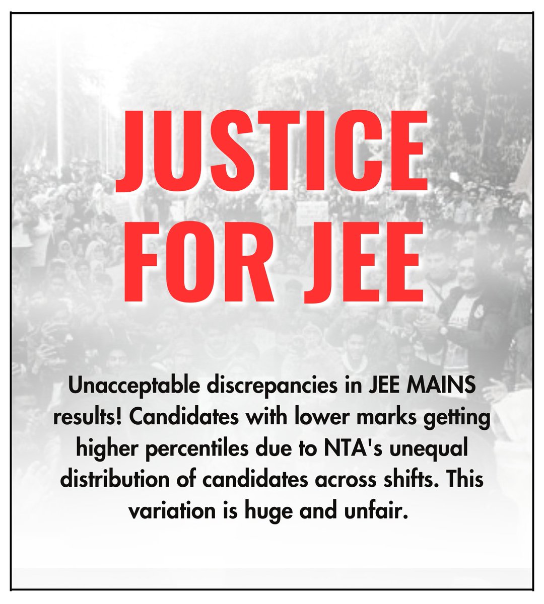 ShankarTRN's tweet photo. #JusticeForJEEMains2024Aspirants
#JEEMains2024 #jeemains2024results
#NTAError
@NTA_Exams @DG_NTA @Minister_Edu @dpradhanbjp @PIBHRD @PIB_India @Official_AISU https://t.co/IsobUJHRCR