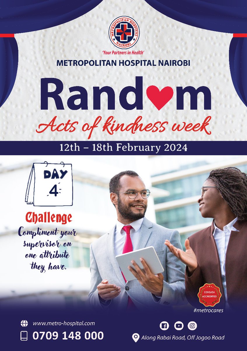 MetroHospital's tweet photo. Spread kindness from the top down! 🌟Take a moment to brighten your supervisor's day by complimenting them on one attribute that makes them extraordinary. Let's celebrate their leadership, compassion, or any other quality that inspires us. Lift each other up! #RandomActsofKindnes https://t.co/bIwSwvFak1