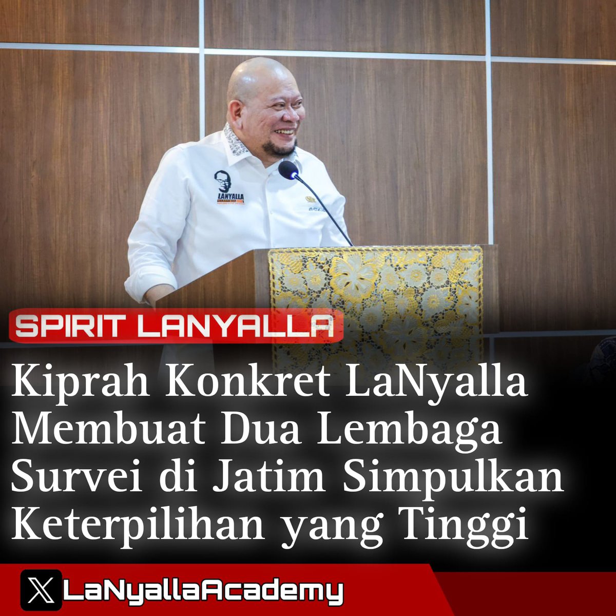 LANYALLAACADEMY's tweet photo. Kiprah Konkret LaNyalla Membuat Dua Lembaga Survei di Jatim Simpulkan Keterpilihan yang Tinggi
#Lanyalla #Dpdri #JawaTimur #Elektabilitas #Keterpilihan #SurveiOpiniPublik #KerjaPolitik https://t.co/438fPNlujL