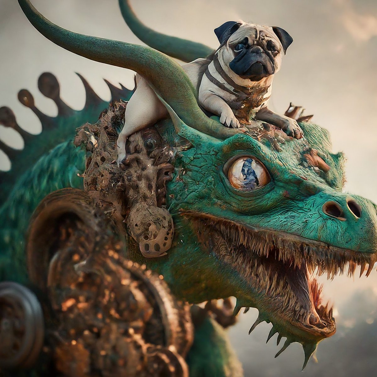 CharlieYenArt's tweet photo. Puggy and his mate, Woody are skipping through art history!
In the Year of the Dragon, they're crafting a journey filled with more silliness, sincerity, and boundless creativity. To peace & adventures✌️
#YearOfTheDragon
#ImageFX #Gemeni #LabsGoogle
#PugArt #AIArt #Pug https://t.co/trdY5J6dl1