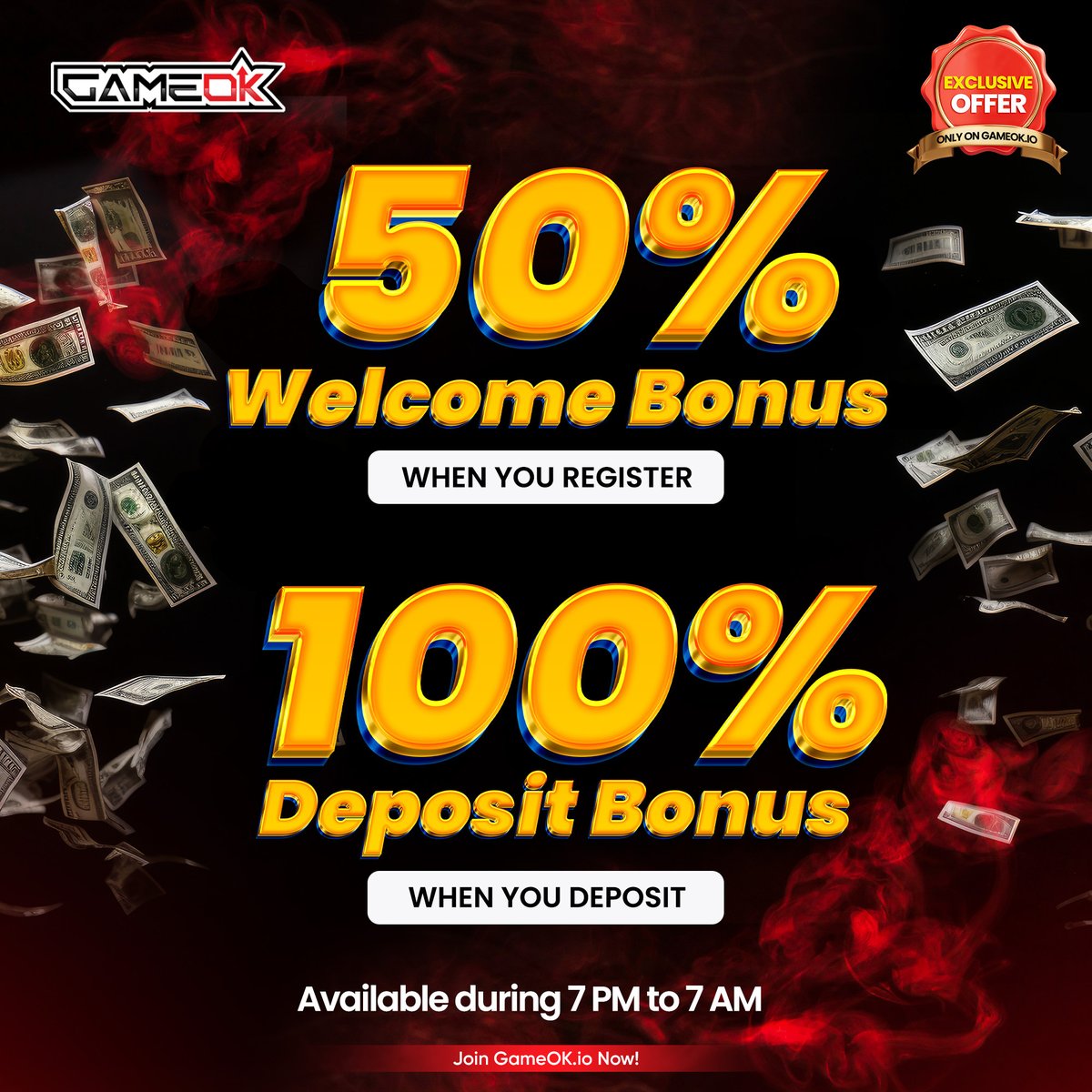 BLove_Games's tweet photo. 🎉🎁 Exclusive Offer Alert! 

Get ready to DOUBLE your fun only on https://t.co/6YKeinN0AV! 

Here's what awaits you:

👋 50% Welcome Bonus just for registering!
💰 100% Bonus on your deposit! (Talk about starting strong!)

But wait, there's more! This offer is exclusive and time-limited- between 7 PM and 7 AM.

So what are you waiting for? Head over to https://t.co/6YKeinN0AV and:

📝 Create your account and grab your 50% Welcome Bonus.
💳 Make your first deposit and double your money with the 100% Deposit Bonus.

🎮 Play #GameOK Now! (Link in Bio)

#PlayToEarn #Teenpatti #DragonTiger #CardGames #CardGame #Roulette #BlackJack #Casino #OnlineCasino #CasinoOnline #CasinoRoyale #BlockchainTechnology #CasinoGames #LiveCasino #CryptoCasino #PlayAndWin #LiveCasinoMalaysia #Poker #PokerOnline #PokerLife #PokerOnlineIndonesia #WSOP #포커