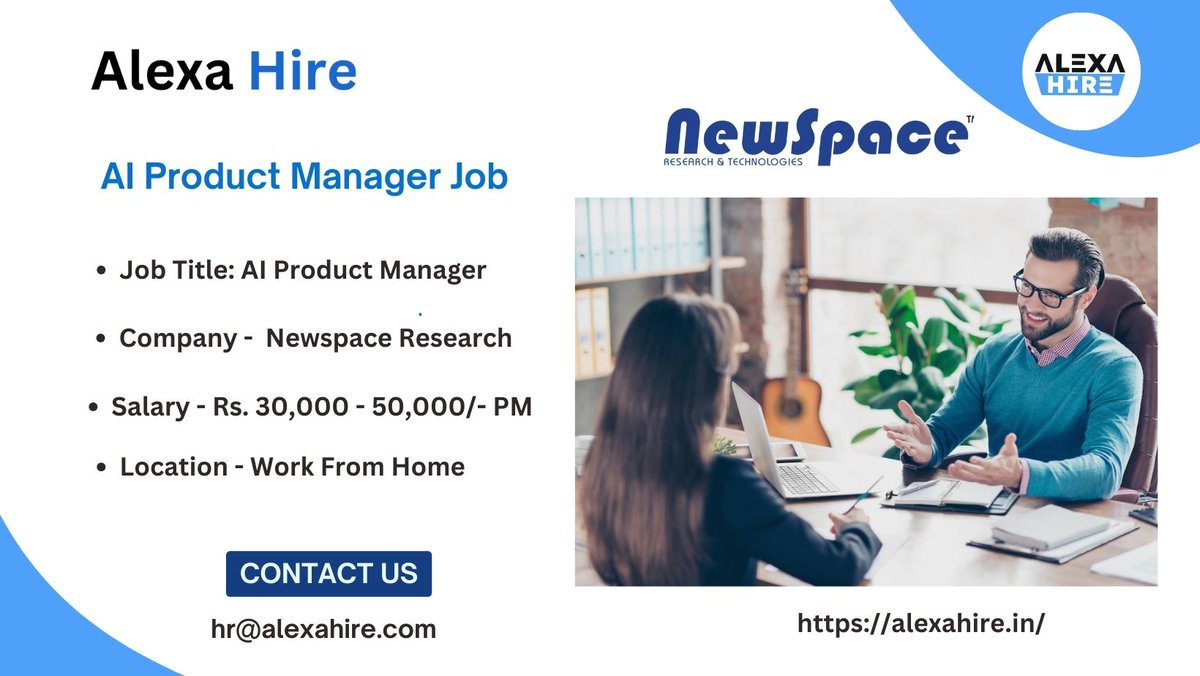 alexahirejob's tweet photo. AI Product Manager Jobs For Freshers| Best Opportunity
#ApplyNow - https://t.co/Ynx9tQpEsk
#workfromhome #jobforyou #jobforfreshers #jobforfresher #jobsearch #jobsearching #jobopportunity #Freshers #freshersvacancy #fresherscareer #fresher #jobopportunities #jobopening https://t.co/h3bSeoLiKK