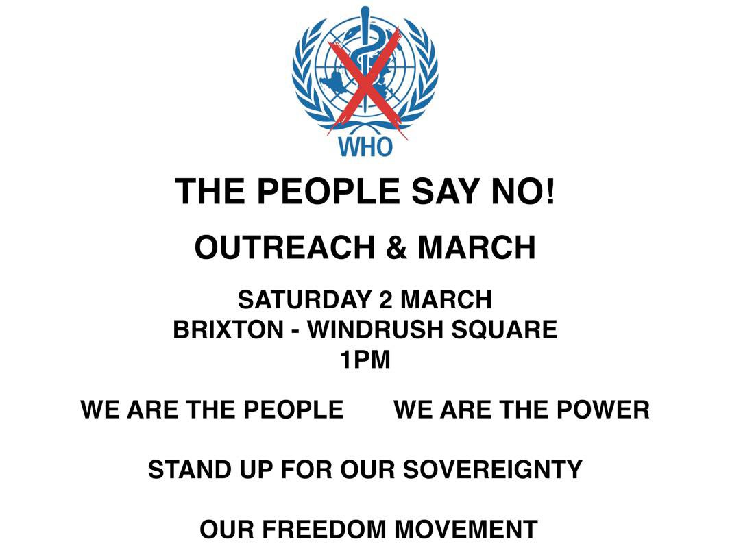 #WHOThePeopleSayNo
Windrush Square, Brixton
1pm
2nd March 2024