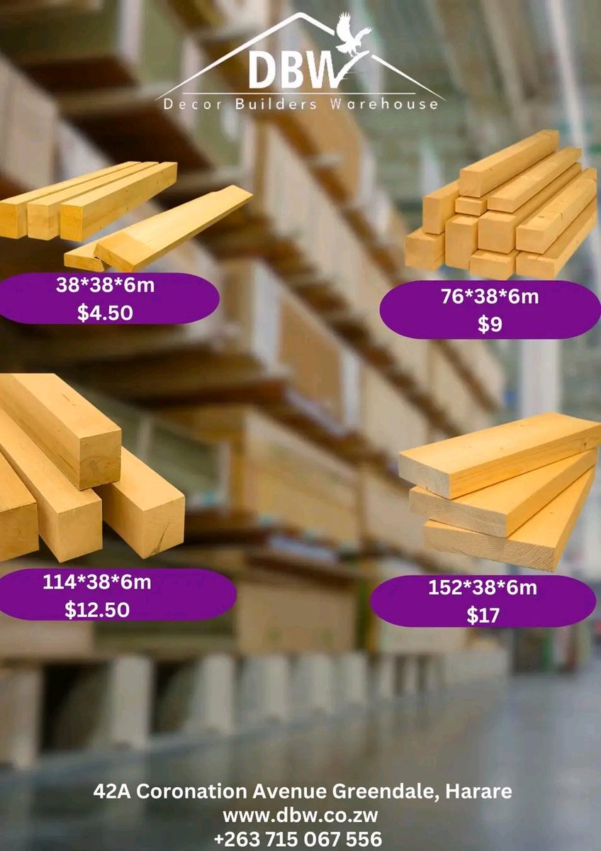 Visit Decor Builders Warehouse for your premium quality timber at affordable prices 
#decorbuilderswarehouse
#42coronationavenue
#dbw
#timber
#affordableprices