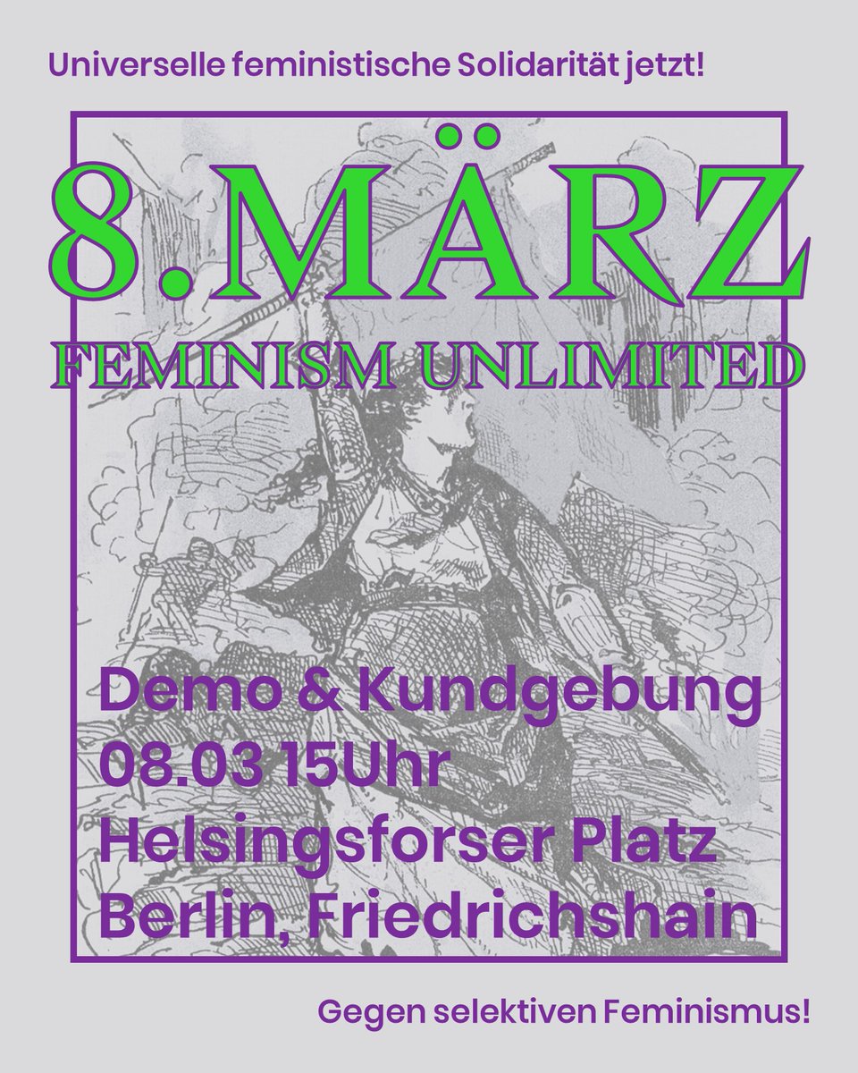 fem_unlimited's tweet photo. Heraus zum feministischen Kampftag 💜

#feminismunlimited #b0803 #feministischerkampftag https://t.co/aqzzK6Yy4x