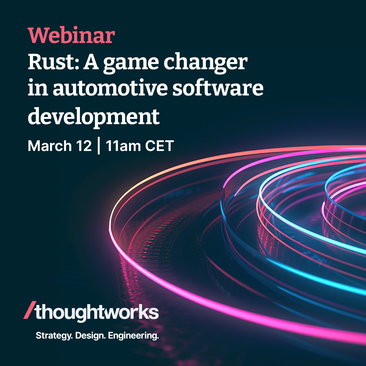 🚗 Join our webinar "Rust: A game changer in automotive software development" to explore #Rust's impact on #AutomotiveSoftware with industry experts from <a href="/Ampere/">Ampere</a>, <a href="/cariad_tech/">CARIAD</a>, <a href="/FerrousSystems/">FerrousSystems</a>, and Thoughtworks!

📅 March 12 
⏰ 11am 
🌐 Online 
🔗 ter.li/w5v4mn