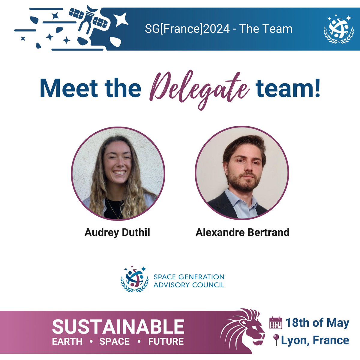 SGAC's tweet image. 🚀 We&apos;re looking forward to the next SG[France] that will take place the 18th of May in Lyon!

👏 Behind the scenes, an amazing team is working hard, get to know them below! 

🌟 Stay connected for more updates on the event.

#SGFrance2024 #SpaceSustainability