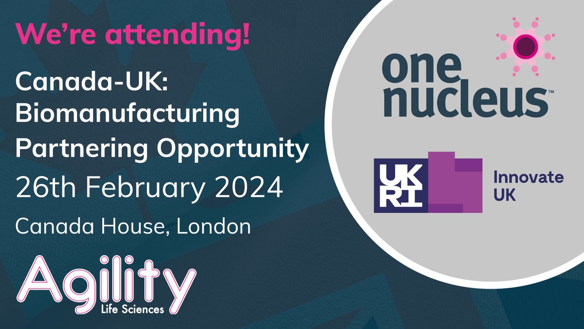 Our CEO @claire6thompson is taking part in the 'Driving #Innovation Through #InternationalCollaboration' discussion at the Canada-UK: #Biomanufacturing Partnering Opportunity #networking event on 26 Feb, in partnership with @OneNucleus & @innovateuk. onenucleus.com/canada-uk-oppo…