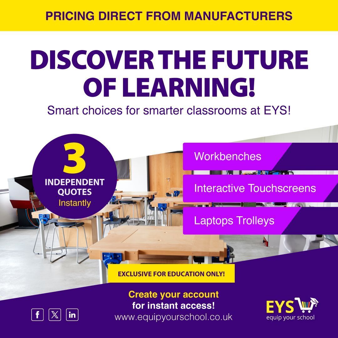 Transform your #school #classroom experience with EYS! 🎓 Upgrade to the latest interactive whiteboards, ergonomic desks, and cutting-edge audio-visual tools at unbeatable prices! ✨ Say goodbye to outdated #equipment and hello to an #innovative learning environment with EYS! 🌟