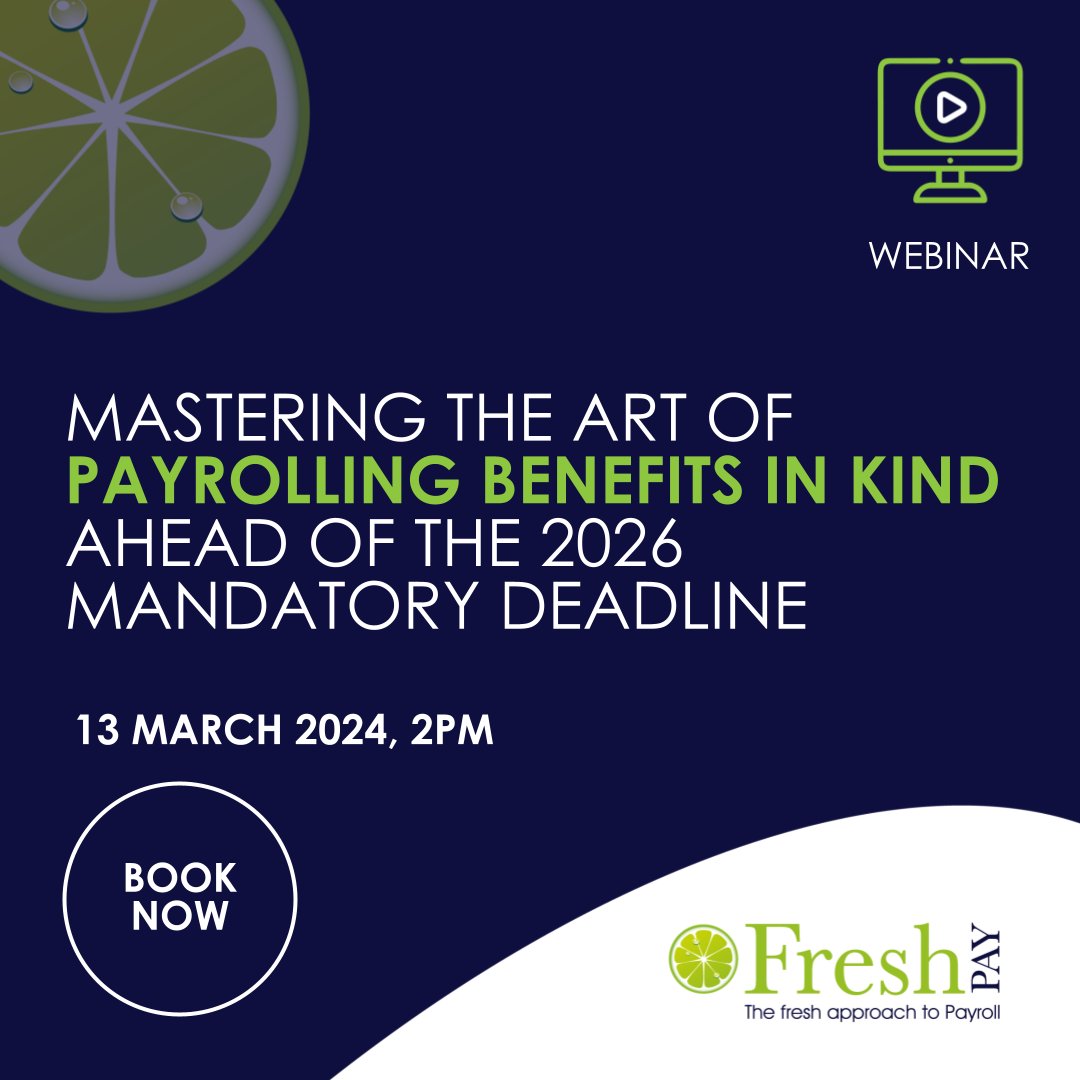 Everything you need to know about Mastering the art of ‘Payrolling Benefits in Kind' ahead of the 2026 mandatory deadline!

Join us for a complimentary webinar where the FreshPay team will unravel the intricacies of payrolling benefits in kind 👇

freshpay.cloud/mastering-the-…