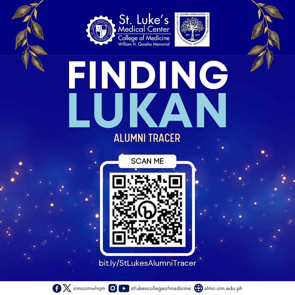 𝐅𝐈𝐍𝐃𝐈𝐍𝐆 𝐋𝐔𝐊𝐀𝐍

Lukans, it’s time to share your post-St. Luke’s adventures!

Click on the following link to participate in the survey: bit.ly/StLukesAlumniT…

#SLMCCM #Lukandoit #GalingngLukan #alumnitracerstudy