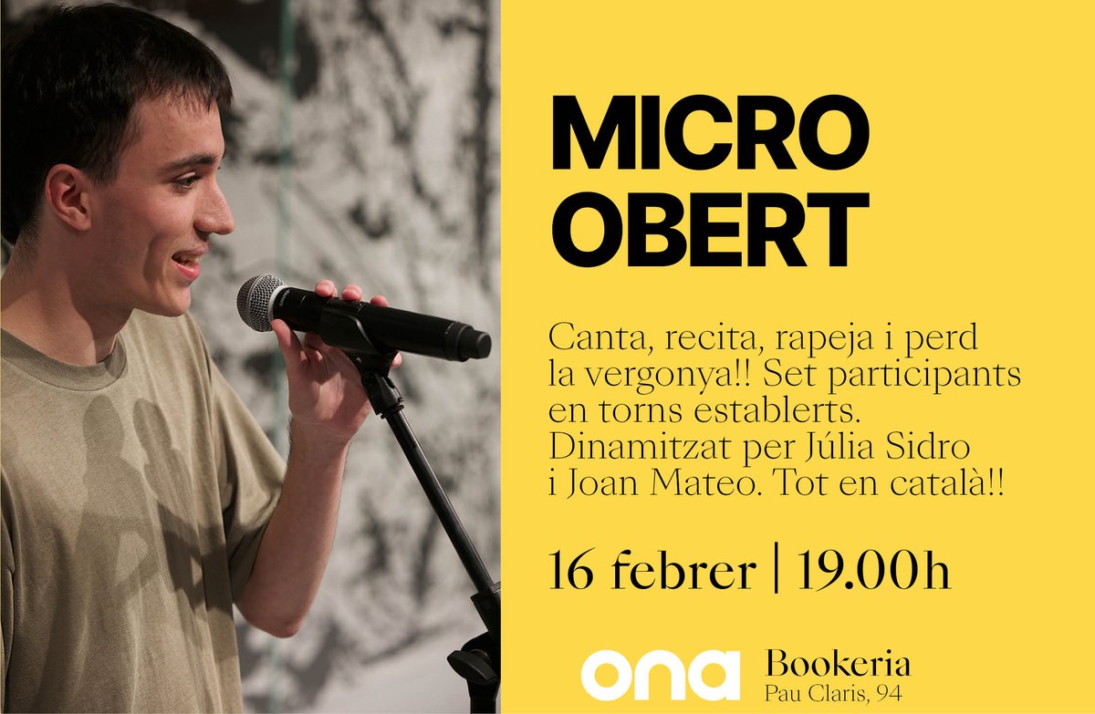 OnaLlibres's tweet photo. Avui acabarem la jornada amb Joan Mateo i @julia_sidro. #microobert. Animeu-vos que el micro no mossega. Hi seran des de les 19h. 😜😜 https://t.co/V09F548dOI