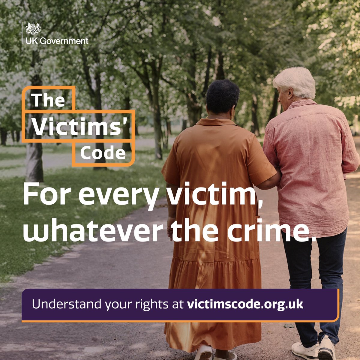 Would you know your rights if you were a victim of crime?

If you've experienced a crime, you have the right to be informed about the criminal justice process & the support available

These rights are set out in Victims’ Code

Learn more at victimscode.org.uk

#VictimsCode