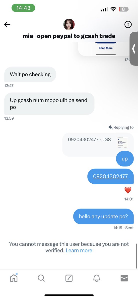 jingcolls's tweet photo. DO NOT TRANSACT. ‼️‼️

@miatradess, 6.3k worth of money gone in seconds.

emails:
ainacox7@gmail.com
kianamaee@gmail.com https://t.co/W28CPbsdCt