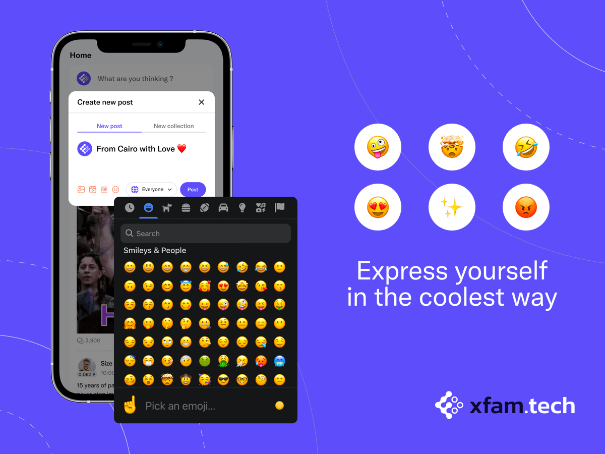 ❤️ 🤣 😡

Sprinkle some extra personality into your posts with a vast array of emojis. Express yourself, add a touch of flair, or simply convey your mood with just a few clicks!

#xfamtech #StarkNet