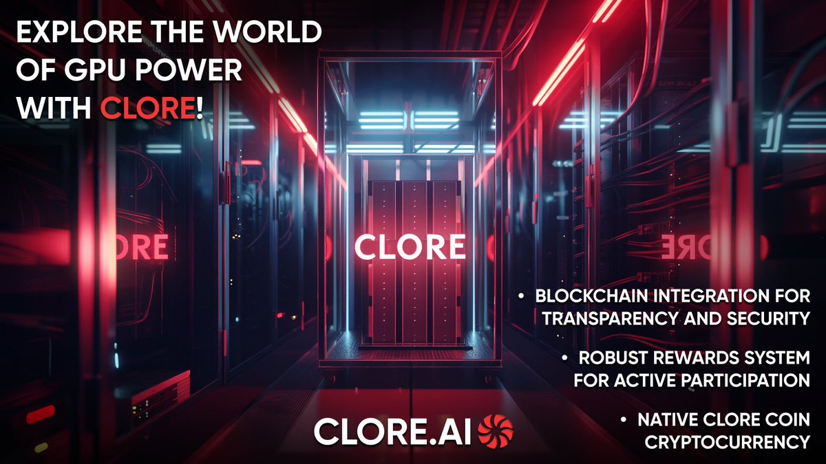 clore_ai's tweet photo. Explore the world of GPU power with $CLORE! 

💥 Our solution unlocks the potential of GPUs with:

Blockchain integration for transparency and security.Native #Clore Coin cryptocurrency for seamless payments.Robust rewards system for active participation. 

Empower your projects with on-demand GPU access! 

#CloreAI