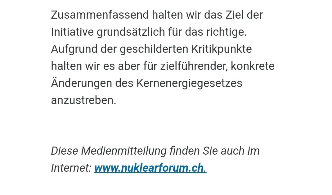 Das Nuklearforum kritisiert die Atominitiative am Tag deren Einreichung.