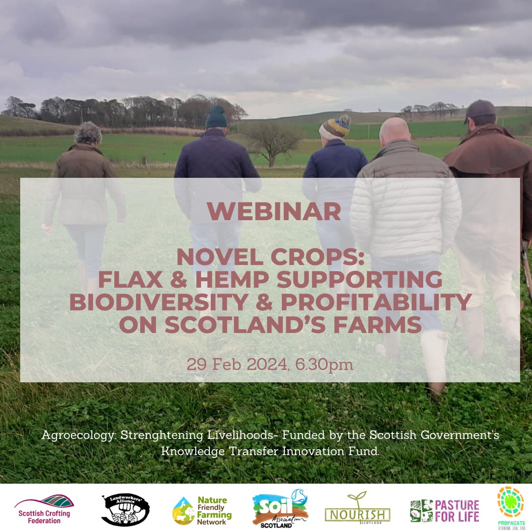 Did you know flax & hemp used to be widely grown around Scotland? Join our webinar to learn more about how farmers & crofters are reintroducing these crops and supporting biodiversity & profitability eventbrite.co.uk/e/novel-crops-…