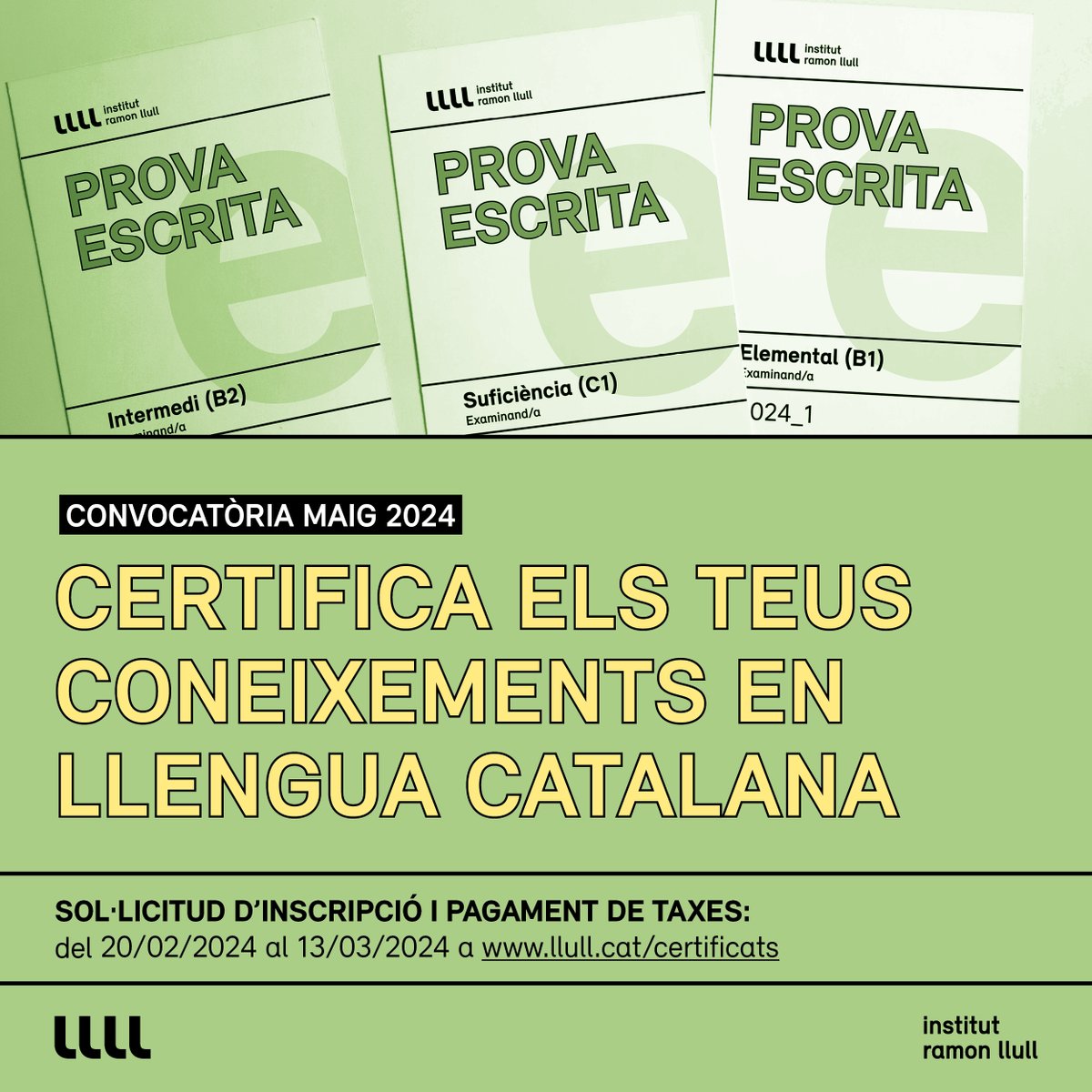 Catalan Studies - The University of Sheffield (@catalanshefuni) on Twitter photo 📢Sheffield serà seu dels exàmens de certificació de català de l'Institut Ramon Llull!📝Podeu obtenir certificats dels nivells A2, B1, B2, C1, C2.
El període d'inscripció i pagament de taxes és del 20 de febrer al 13 de març.
Més info a la pàgina de l'<a href="/IRLlull/">Institut Ramon Llull</a> 📢Sheffield serà seu dels exàmens de certificació de català de l'Institut Ramon Llull!📝Podeu obtenir certificats dels nivells A2, B1, B2, C1, C2.
El període d'inscripció i pagament de taxes és del 20 de febrer al 13 de març.
Més info a la pàgina de l'<a href="/IRLlull/">Institut Ramon Llull</a>