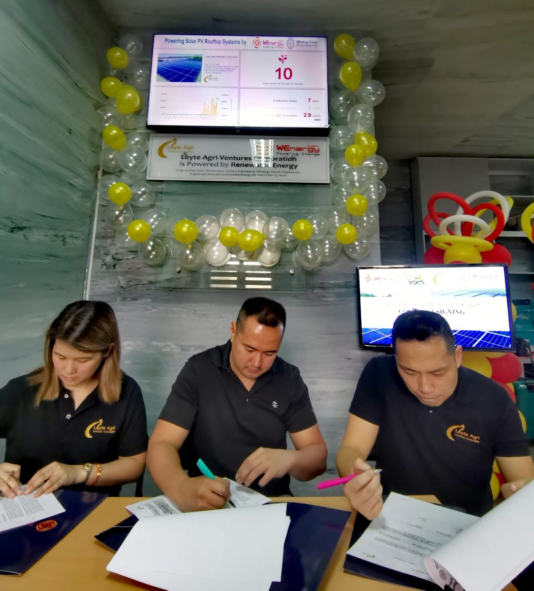 WEnergyGlobal's tweet photo. #WEnergyGlobal is delighted to announce the launch and extension of our latest sustainability partnership with Leyte Agri-Ventures Corporation (LAVC), of their 131.10 kWp #SolarPVrooftop system in the Visayas Region. #PoweringChange #SolarPV #RenewableEnergy #Sustainability https://t.co/19N3llGZhy